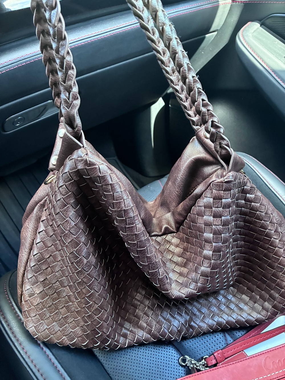 Urban Expressions Woven Leather Hobo Bag - Brown